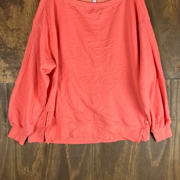 Fabletics Womens Sweater St Tropez Coral Crew Neck Cozy Fleece Cotton Blend XL - Picture 3 of 12